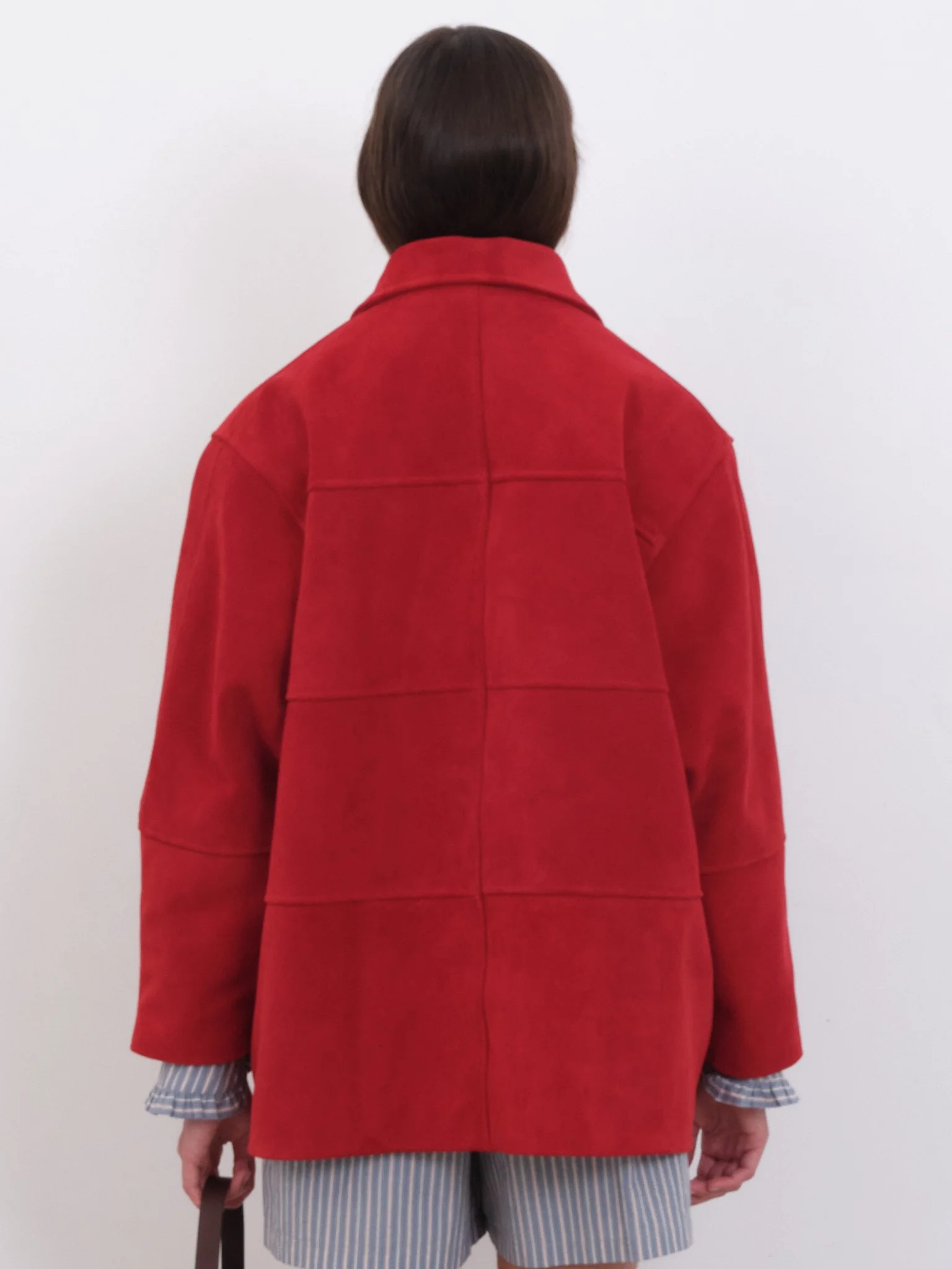 cawley suede checked quinn jacket - poppy — hedgerow
